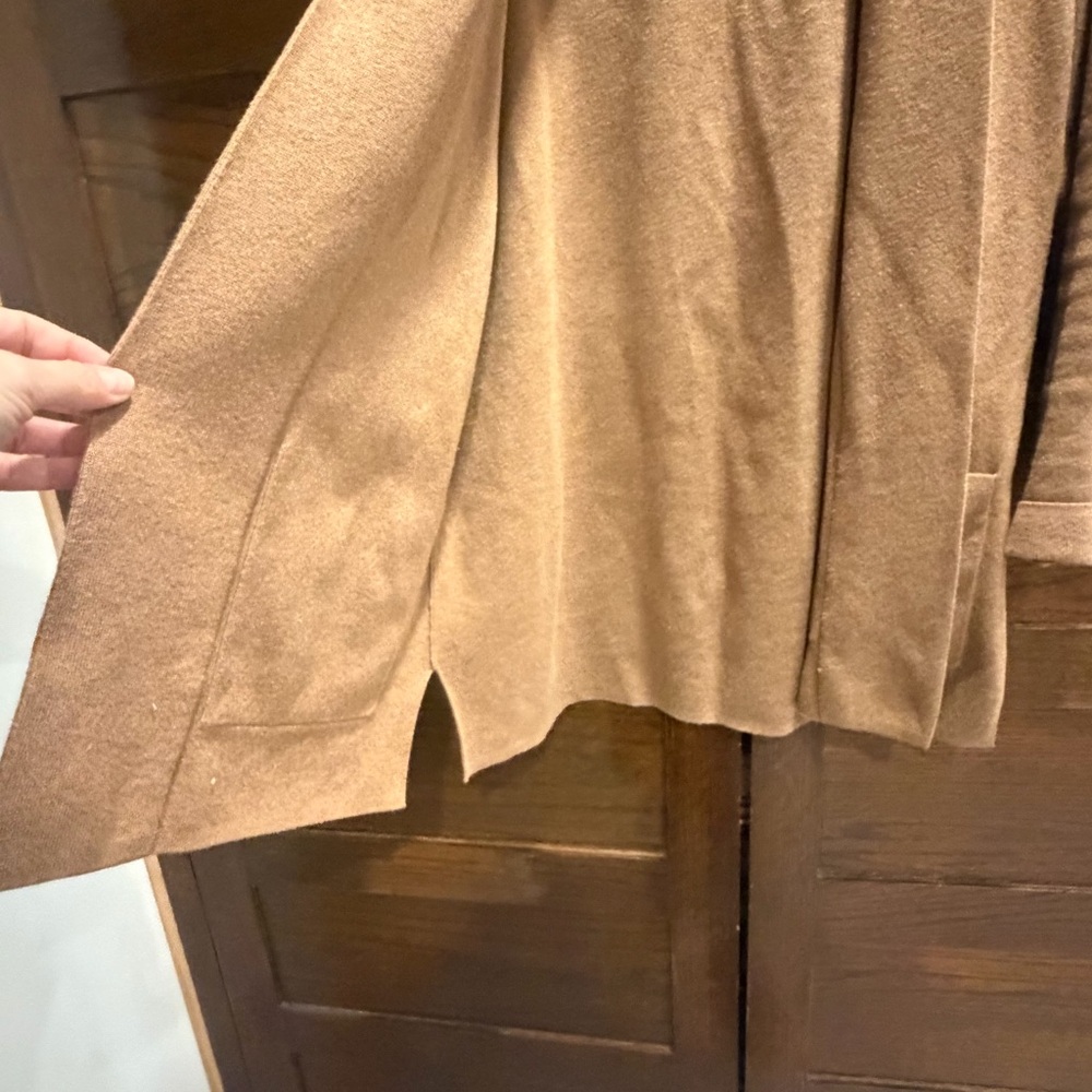 J. Crew XS Chelsea sweater blazer Tan camel Open-Front Cardigan 100% cotton knit - Picture 8 of 14